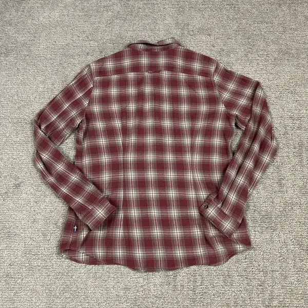 Fjallraven Shirt Womens Large Pink Gray Cream Plaid Flannel Ovik Cotton Outdoor - Image 9
