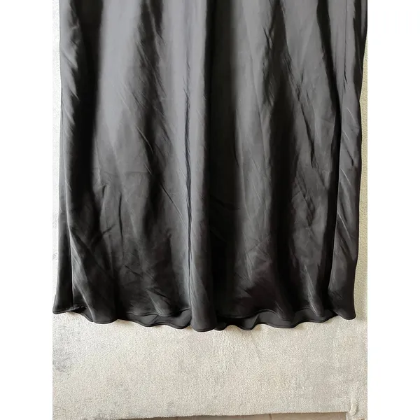 Z Supply Europa Poly Sheen‎ Skirt Black Satin Minimalist Quiet Luxury XL New - Image 3