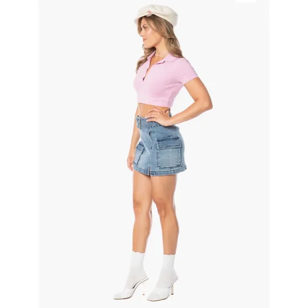 Juicy Couture NWT Size 25 XS Blue Denim Belted Cotton Cargo Miniskirt Retro Y2K - Image 2