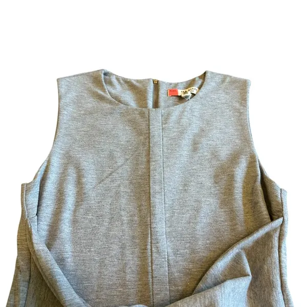 Ted Baker London Evalina Tie Front Dress Grey Stretch Sleeveless Size 4 Women's - Image 3