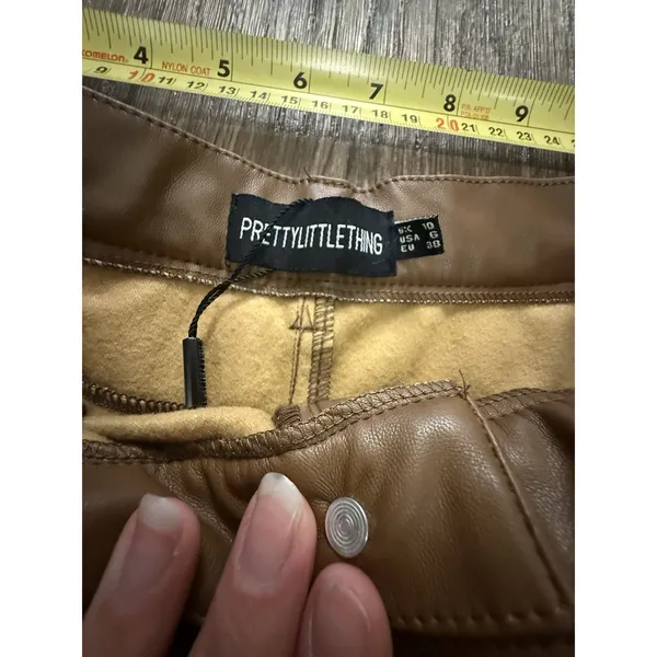 Pretty Little‎ Thing Brown Faux Leather High Rise Shorts - Image 11