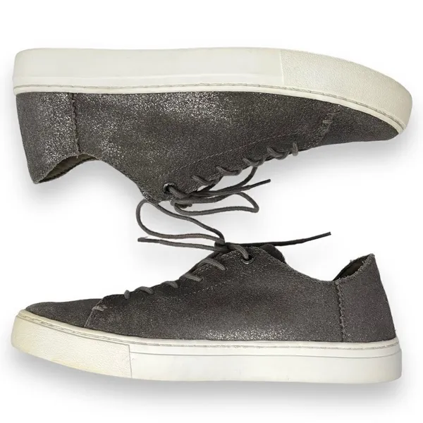 TOMS Lenox Pewter Metallic Leather Casual Lace Up Women's Sneakers Size 8.5 - Image 4