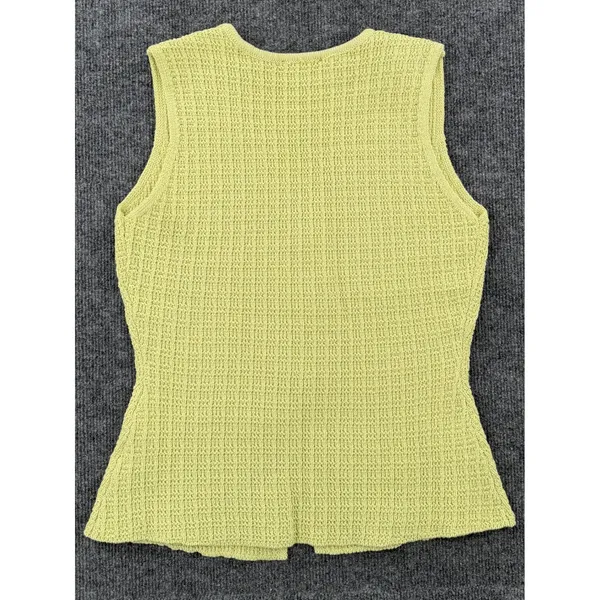 Milk & Honey Lime Chartreuse Green Knit Vest S Y2K 90s Minimalist Button Front - Image 3