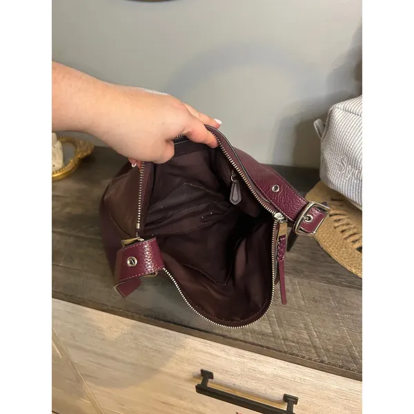 Coach Val Duffle Bag Berry Purple Pebbled Leather Crossbody C2818 - Image 5