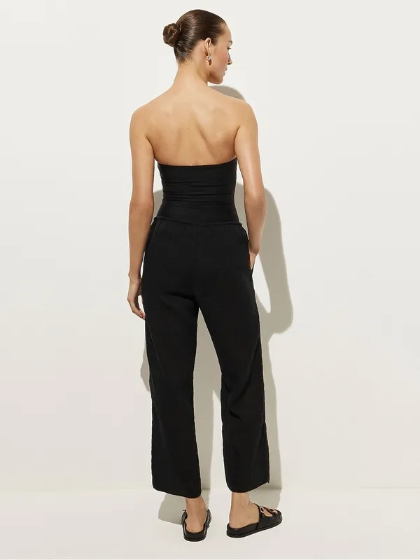 J. Crew Beach pant in Hampton linen-blend Black Size Medium NWT - Image 3