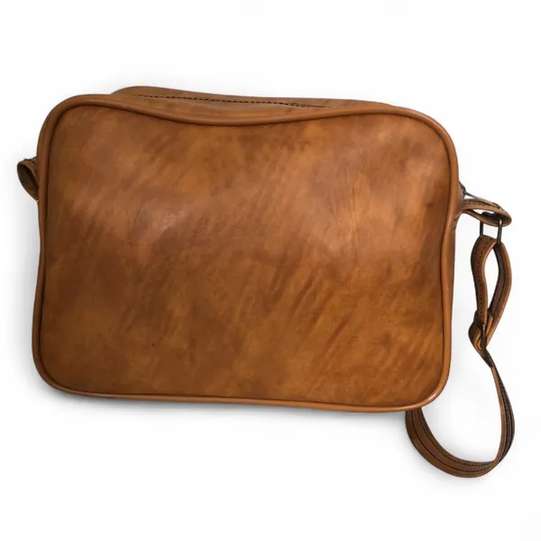 Scovill Brown Leather Duffle Carry on Suitcase Camera Messenger Crossbody Bag Travel Laptop Computer Books Work Office Preppy Minimalist Vintage Brass Hardware Men Unisex - Image 3