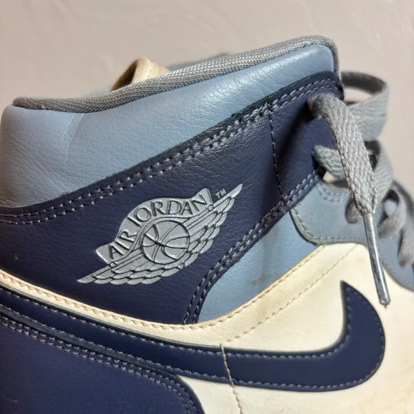 Air Jordan 1 Mid Light Smoke Grey White Blue‎ Womens Sneakers BQ6472 140 Sz 10 - Image 5