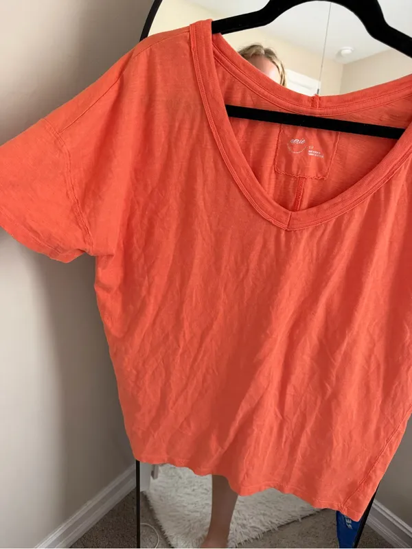 aerie Coral V-Neck Short Sleeve Tee - Image 3
