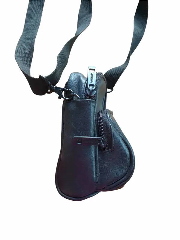 Case Logic Vintage Black Leather Faux Crossbody Belt Loop Camera Pouch Bag - Image 3