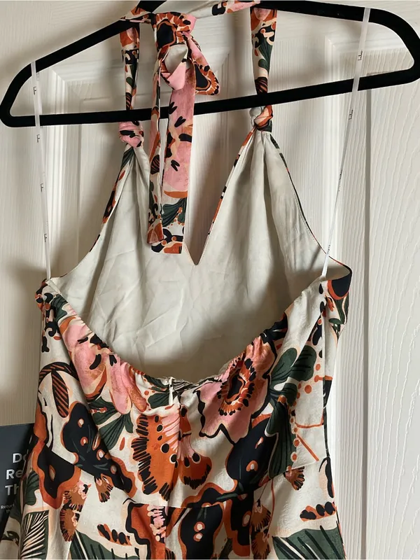 NWT Lulus Boho Tropical Floral Halter Mini Dress Size Medium - Image 9
