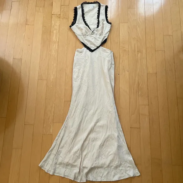 Princess Polly keila lace trim beige and black maxi dress - Image 2