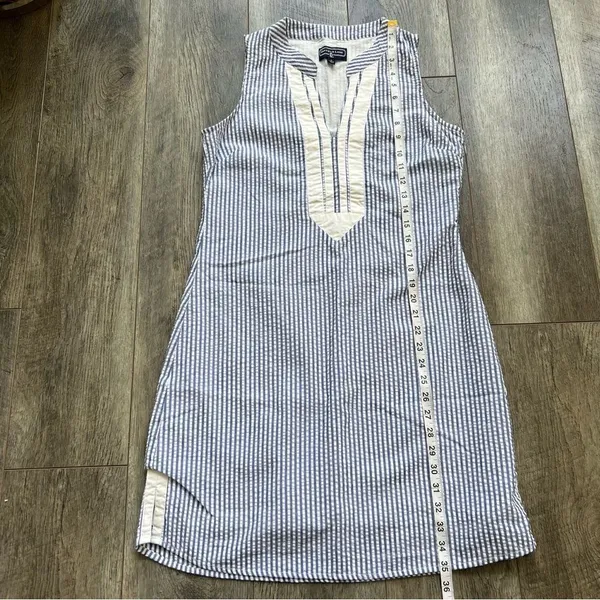 DUFFIELD LANE Grand Dress in Blue Seersucker Size Small - Image 9