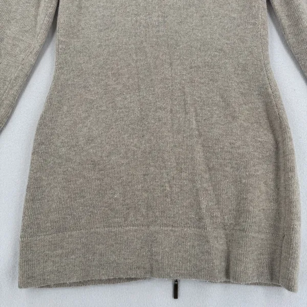 Cynthia Rowley Long Zip Cardigan M Beige Angora Wool Blend Duster Coastal Preppy - Image 6