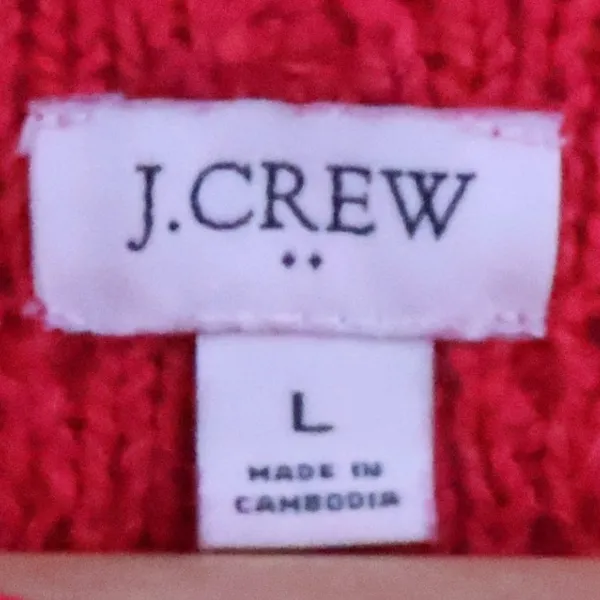 J Crew 2024 Roll Neck Cable Knit Sweater Size L Pink Fisherman Coastal Preppyl - Image 5