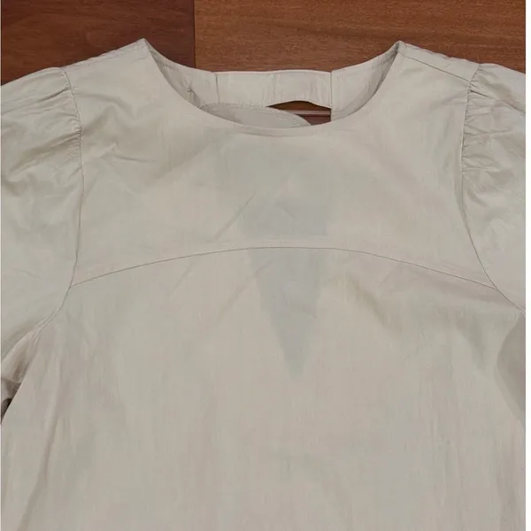 ING9 Short Puff‎ Sleeve Mini Dress Womens Beige Open Back Pockets OS One Size - Image 4