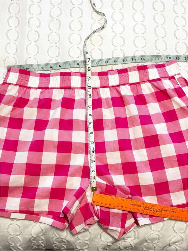 Lands' End Poplin Sleep Boxer Shorts size XL NWT Hot Pink‎ Gingham - Image 5