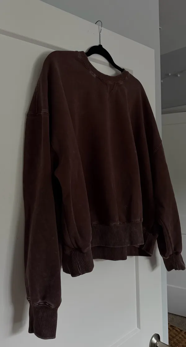 Washed Brown Relaxed Boxy Crewneck - Image 4