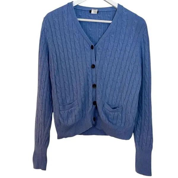 J.Crew Vintage wool angora blend cableknit cardigan sweater large - Image 2