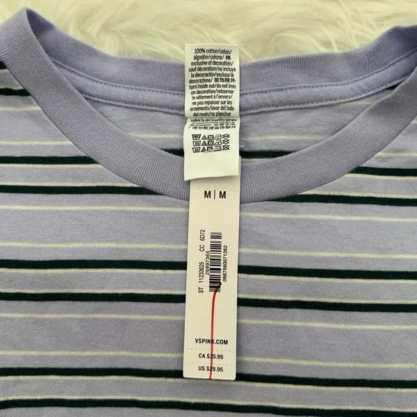 PINK Dreamer Cotton Tee Purple Cloud Stripe Size Medium - Image 6