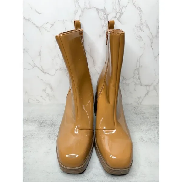 BP‎ Boots Womens Size 10 Brown Platform Block Heel Ankle Booties Side Zip - Image 7