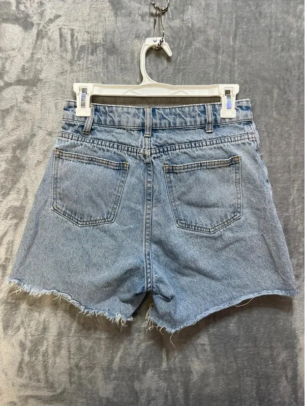 DISSH Denim Womens Size 8 Light Wash High Rise Raw Cut Hem Denim Shorts - Image 2
