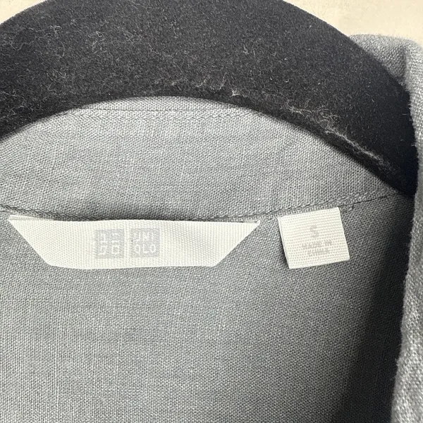 Uniqlo Linen Blend Button Front Oversized Shirtdress Size Small Lagenlook Gray‎ - Image 3