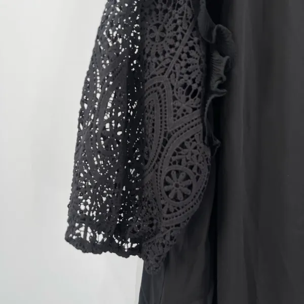 CITY CHIC Blouse Size XL/22 Lace Breeze Top Black Embroidered Eyelet Statement - Image 8