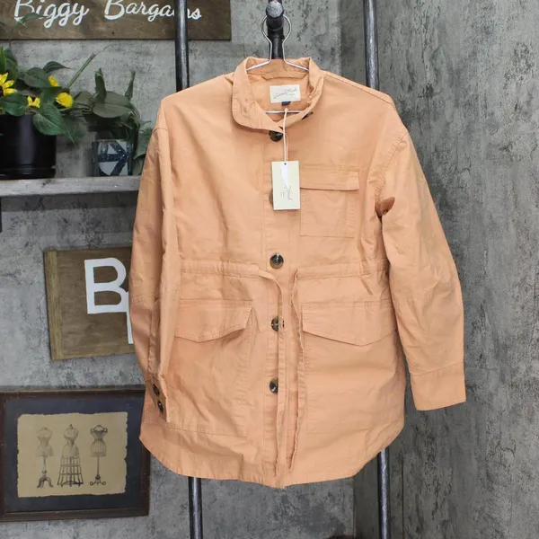 NWT Universal Thread Utility Button Up Coat Jacket 84021220 Coral Orange XS - Image 2