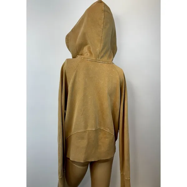 Joy Lab Tan Quarter Zip scuba Pullover Hoodie Cropped Sweatshirt Size‎ Small - Image 7
