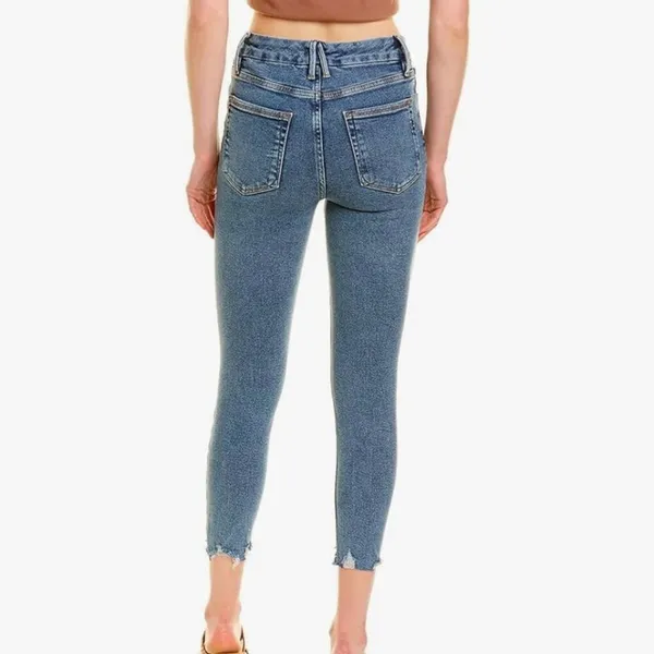 Good American Good Waist Good Crop Jeans Distressed Medium Wash Size 6 - Image 2