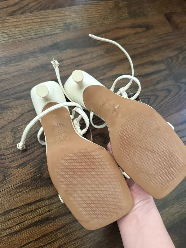 Zara Cream Beaded Heels - Image 3