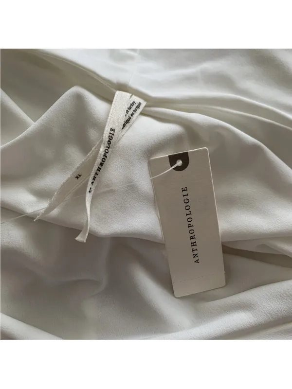 Anthropologie off shoulder off white gathered top blouse XL New NWT Party - Image 9