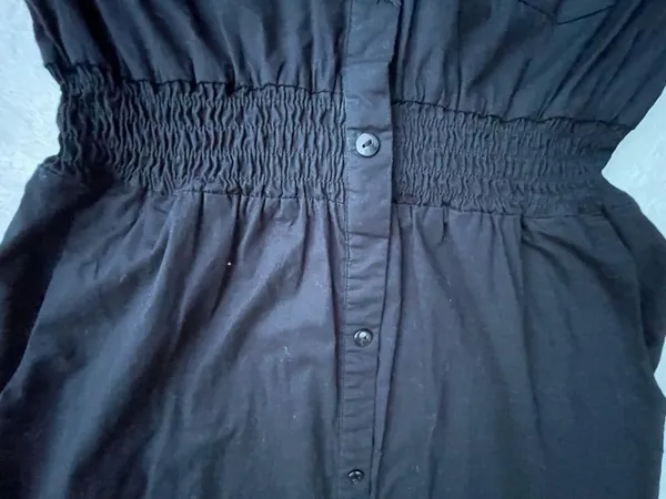 Black Button-Front Shirtdress with Smocked Waist‎ - Image 12