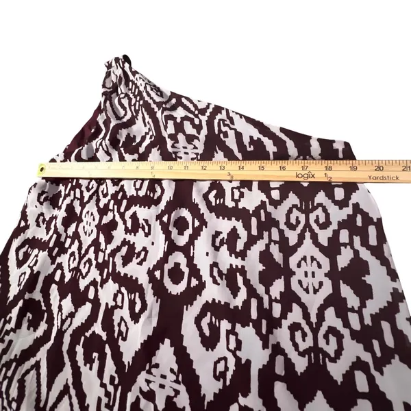 New York & Company Eva Mendes Dress Women Large Burgundy Ikat One Shoulder NWT‎ - Image 7