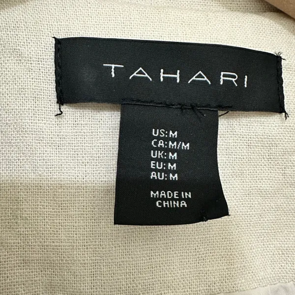 Tahari | Women's Linen Blend Cream Black Trim Business‎ Blazer Jacket, Size M - Image 5