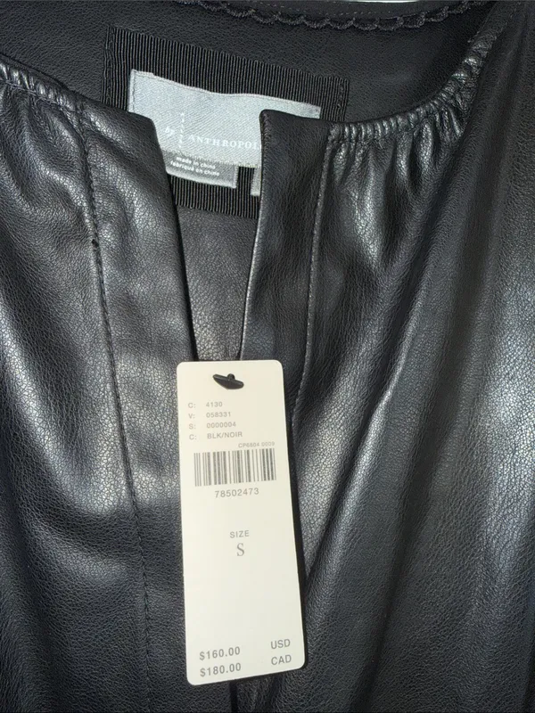 Anthropologie the somerset vegan leather mini dress size small - Image 4