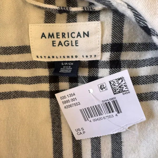 American Eagle - NWT Plaid Button Down Y2K Grunge Hooded Shirt Jacket Sz S - Image 7