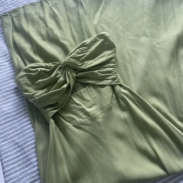 Green Petal & Pup Maxi Dress Rosetta Strapless Cotton Linen Women’s - Image 2