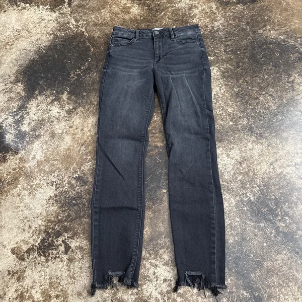 Hidden Black Skinny Jeans with Frayed Hem - Image 3