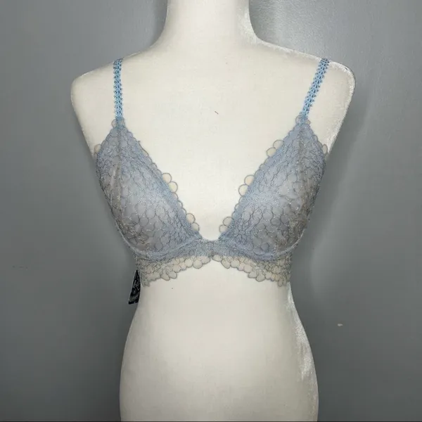 Size 32D Lucia Lace Convertible Underwire Lightly Lined Bra Blue NEW - Image 2