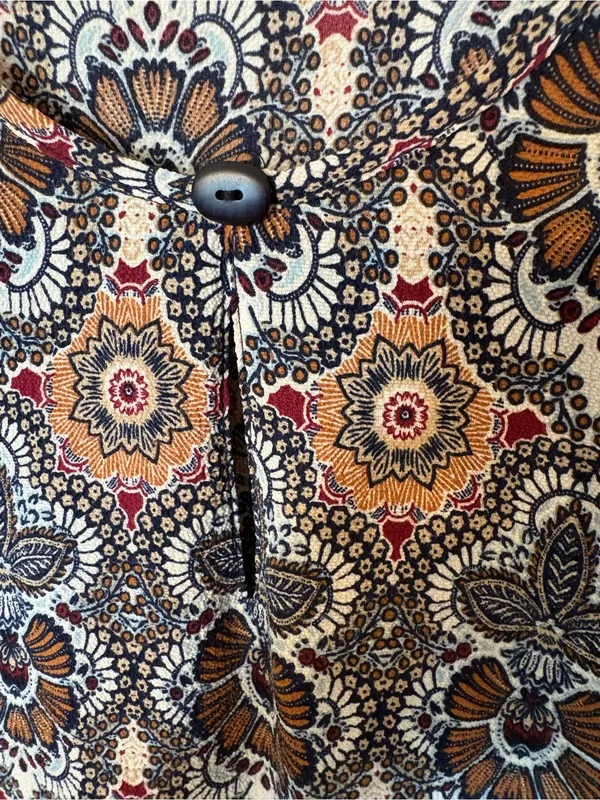 entro Brown Paisley Long-Sleeve Swing Dress with Striped Hem - Image 4