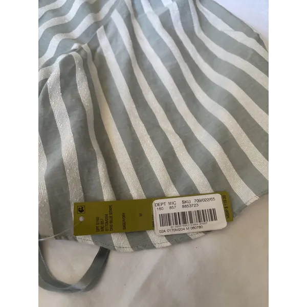 Gianni Bini Sage Green White Stripe Wrap Mini Dress M Puff Sleeve Coastal Summer - Image 6