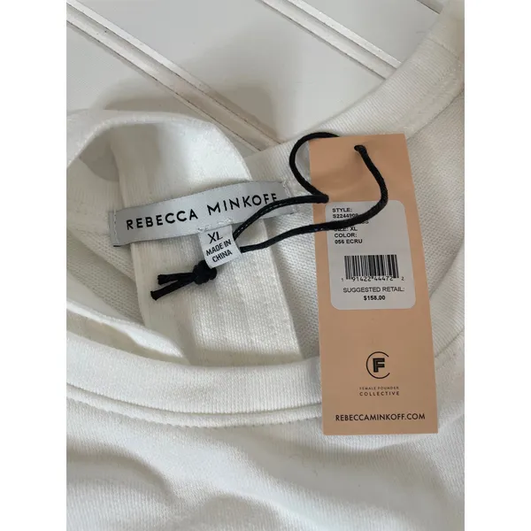 NWT Rebecca Minkoff Iman Dress White Mini French Terry Belted Cotton Size XL - Image 5