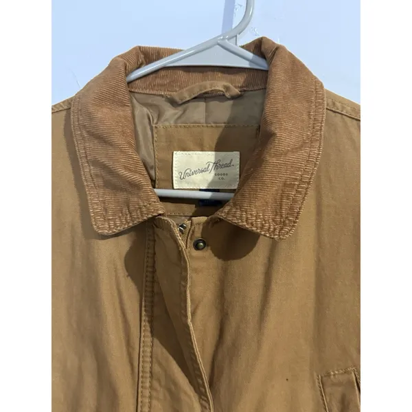 Universal Thread Canvas Jacket‎ Womens Medium Snap & Zip Tan Barn Chore Coat - Image 2