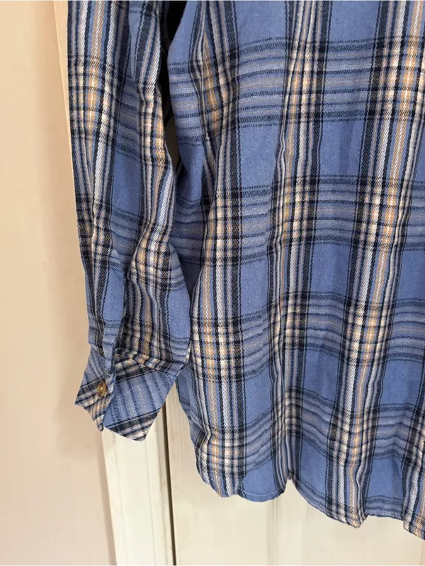 CHYRII Amazon Brand Women’s Oversized Blue Plaid Flannel Button Down Shirt - Image 11