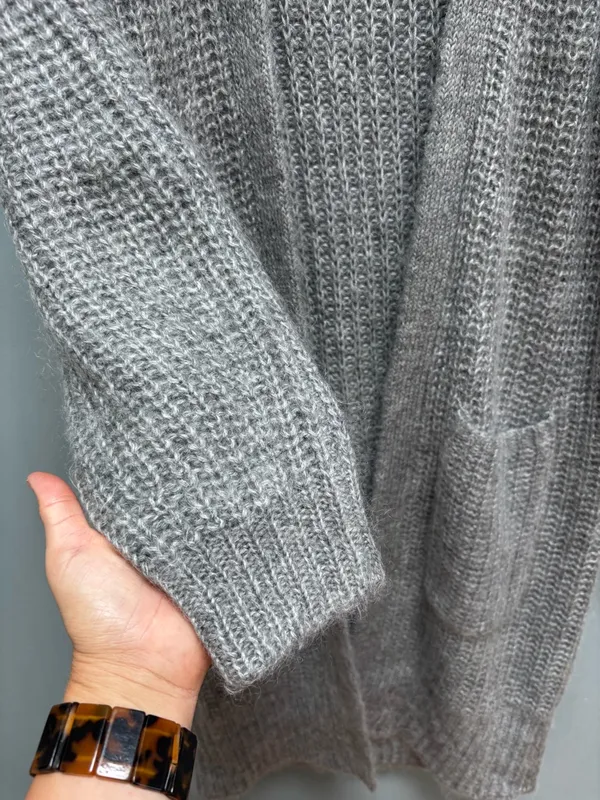 Banana Republic Wool / Mohair Duster Cardigan in Grey M - Image 3