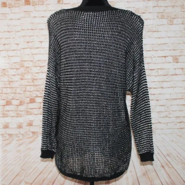 Apt 9 Metallic Gray Black Sweater Size L - Image 3