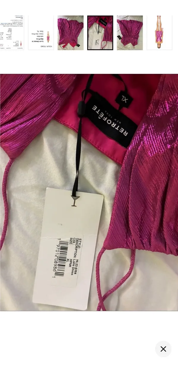 Hot Pink Metallic Retrofete Dress - Image 3