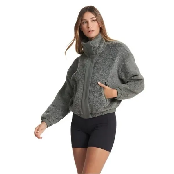 Vuori Women’s Gray Cozy Sherpa Full Zip Hiking Outdoor Warm Jacket Size Medium - Image 2