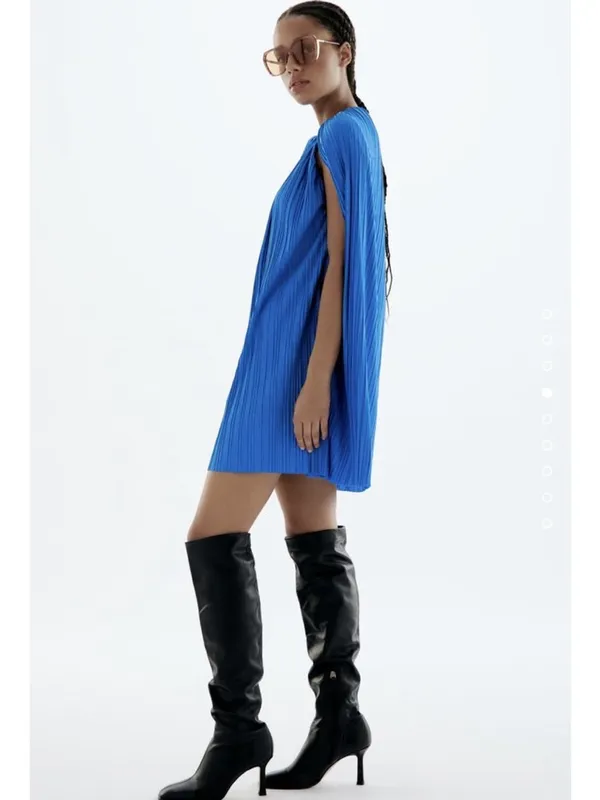 Zara | Pleated Cape Dress, size S - Image 2